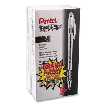 Pentel® R.s.v.p. Ballpoint Pen Value Pack, Stick, Fine 0.7 Mm, Black Ink, Clear-black Barrel, 24-pack freeshipping - TVN Wholesale
